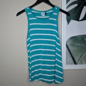 Anthropologie Akemi + Kin Fiza Striped Tank Top Teal Beachy Boho